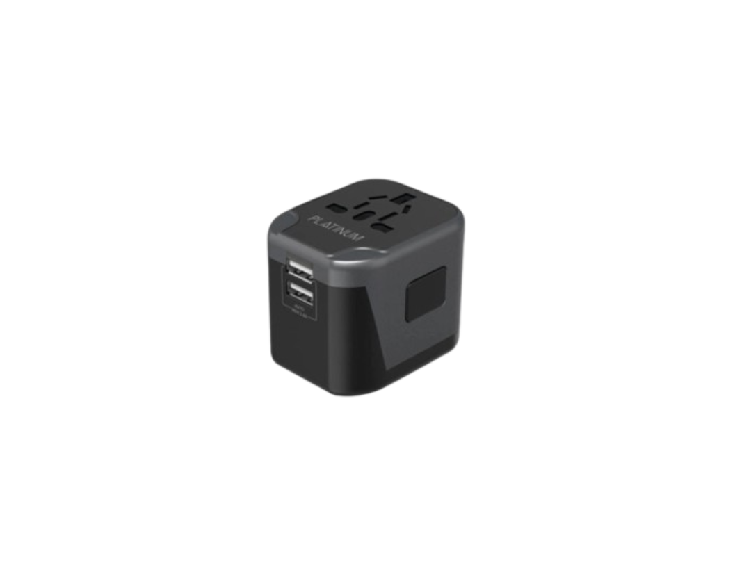 Platinum Universal Travel Adapter Dual USB 2.4A – Black Platinum Universal Travel Adapter Dual USB 2.4A – Black